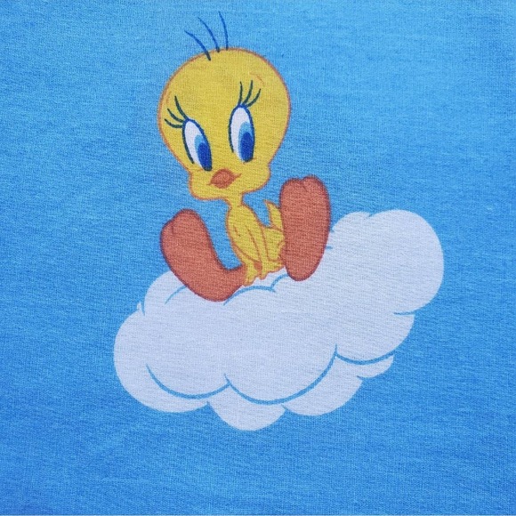 VTG 90s Looney Tunes Curtin Panels Set of 2 Fabric Taz and Tweety Bird - Picture 4 of 6